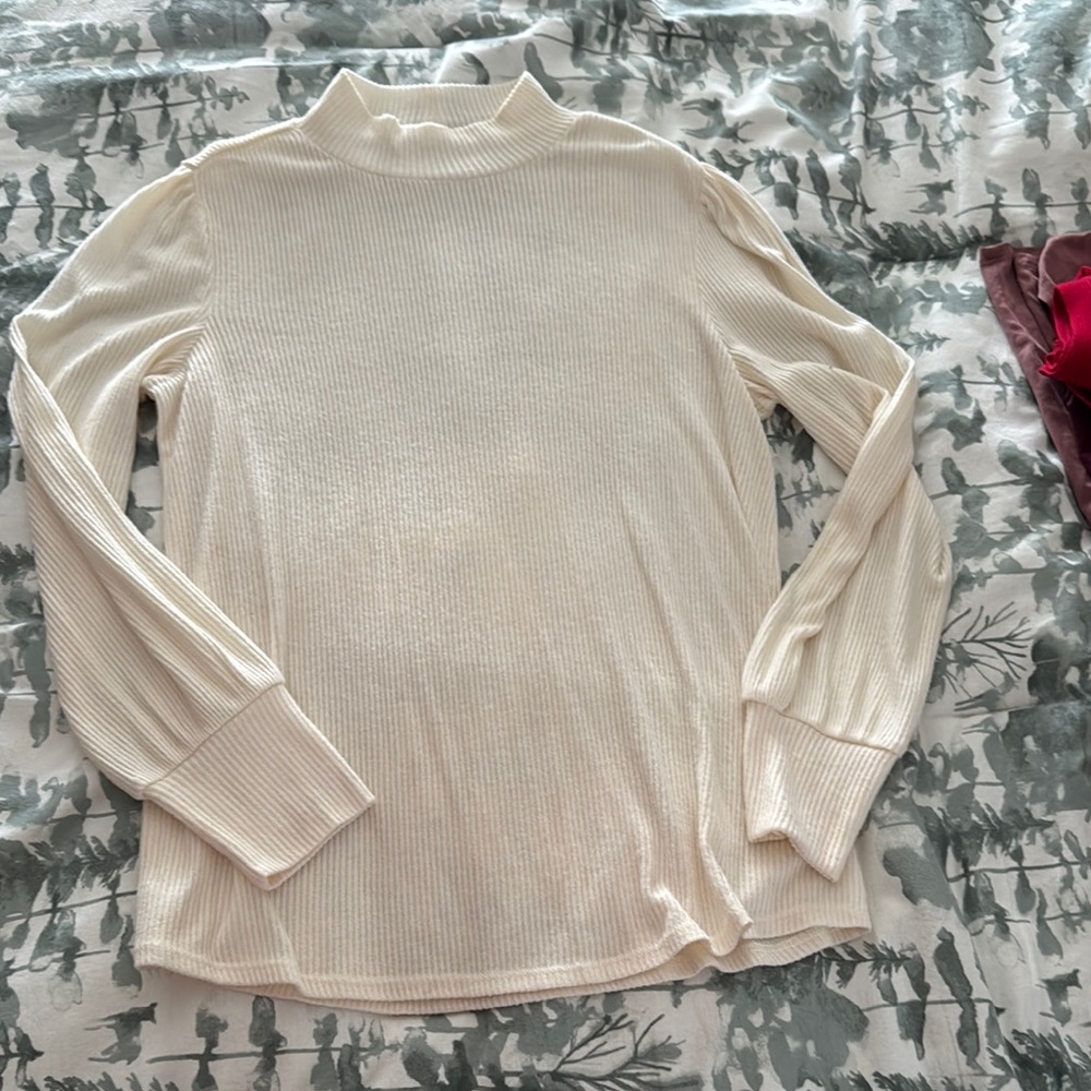 Maurices Cream Cowl Neck Sweater with Fine Knit Texture